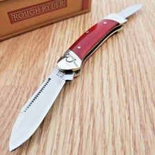 Rough Ryder Mini Canoe Pocket Knife Stainless Steel Blade Red Smooth Bone Handle