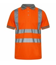 Image of Hi Vis T Shirt Security Work High Viz Polo Shirts Reflective Tape Safety Top