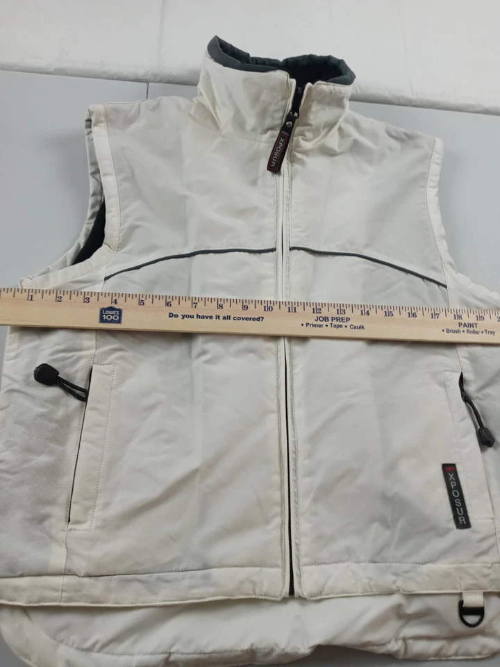 Chaleco forrado de lana ZeroXposur para mujer talla mediana cremallera completa blanco bolsillos con cremallera Foto 3 de 4