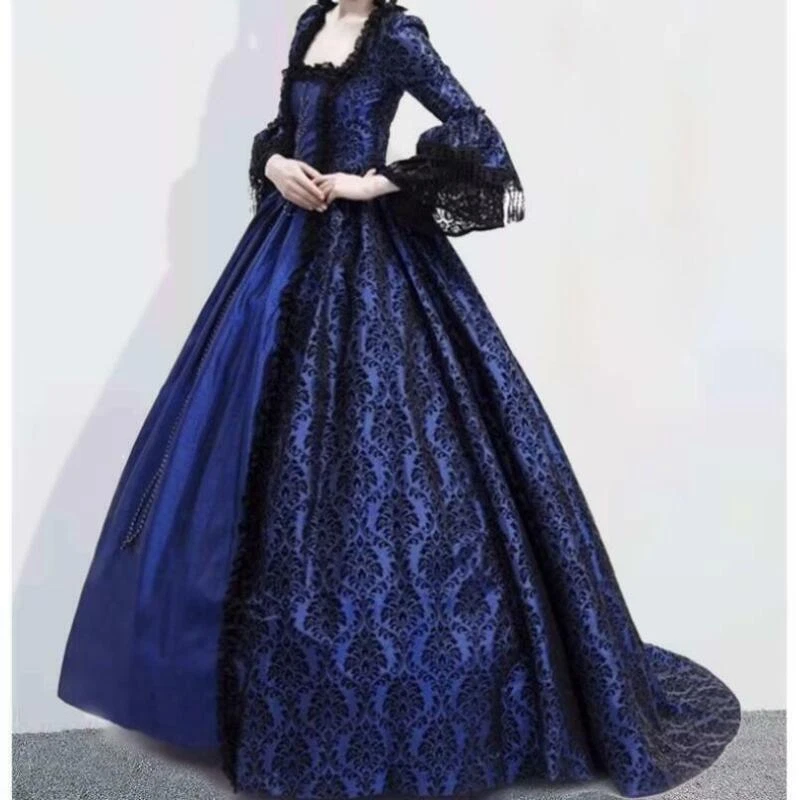 Mujer Retro Juegos con disfraces Princesa Medieval Vestido Vestido de Baile Disfraz Fiesta Moda Foto 4 de 4