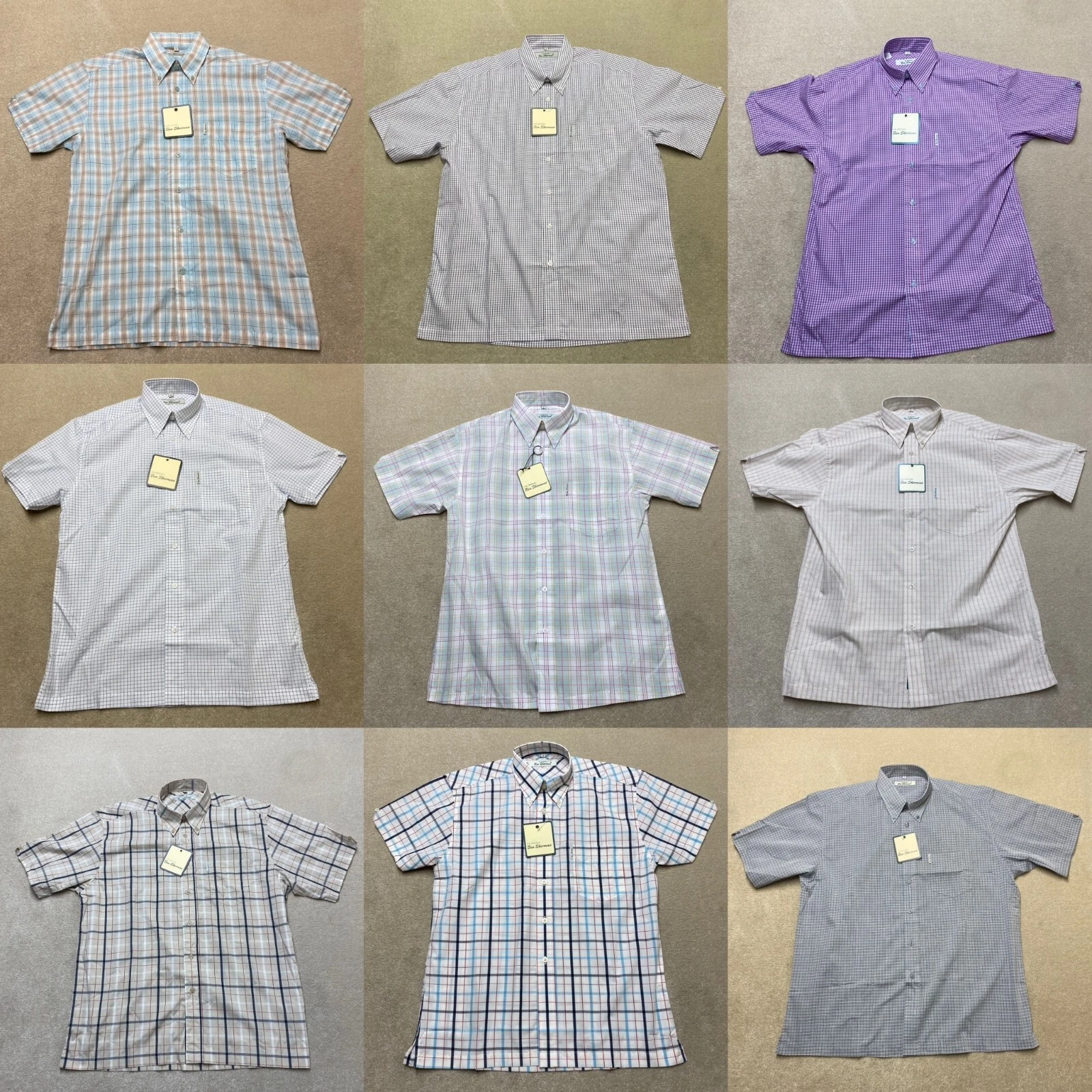 Ben Sherman Button-Up Shirt S-2XL Men's Check Plaid Short-Sleeve BNWT Vintage