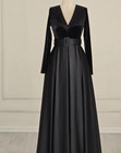 Abendkleid Ballkleid Schwarz Samt/Satin Gr.46