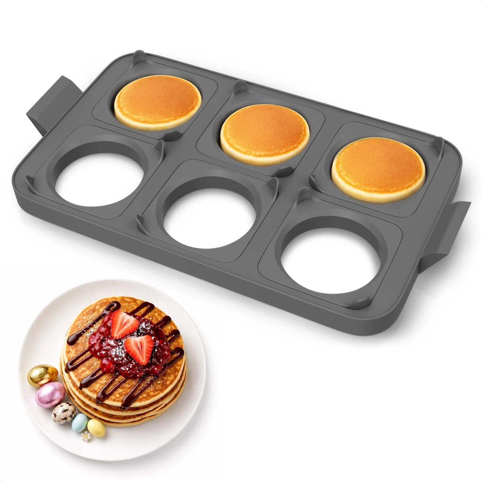 Silicone Egg Rings for Griddle & Flat Top Grill - 16.5" x 9" BBQ Grill Pancak...