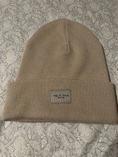 Rag & Bone New York Rib Knit Beanie Tan Cream Beige One Size Unisex