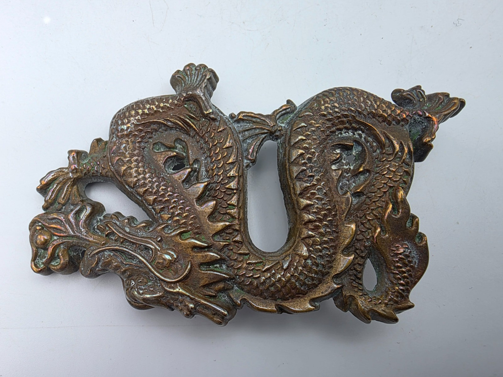 Vtg 1981 Baron Buckles Solid Brass Fire Dragon Bu… - image 1