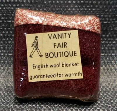 VINTAGE ARTISAN MADE WOOL BLANKET IN A PACK FOR MINIATURE DOLLHOUSE OR ROOMBOX 