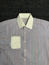 Vintage Turnbull Asser Shirt Men 15-38 Blue Button Up Barrel England Made 80s
