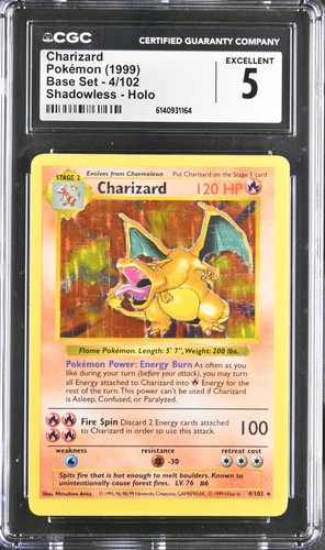 Charizard (Shadowless) graded CGC 5 for sale on eBay