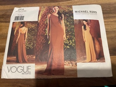 Vogue American Designer Michael Kors 2434 langes Kleid Muster ungeschnitten 8-12