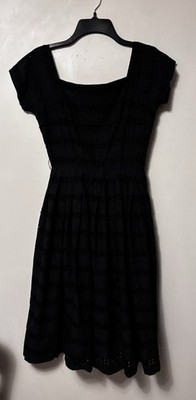 A Jerry Gilden Spectator Vintage 50s Black Eyelet Pleated Dress Size Small