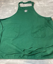 Starbucks Green Barista Apron 2 Pockets Strap Embroidered Logo Laundered Ex Con