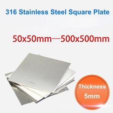 Thick 5mm 316 Stainless Steel Square Plate Polished Board Sheet 50/100/150/200mm