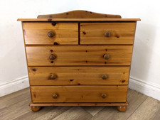 CHEST OF DRAWERS Classic Pine 5 Drawer 2 Over 3 Bun Feet Handles FREE DELIVERY