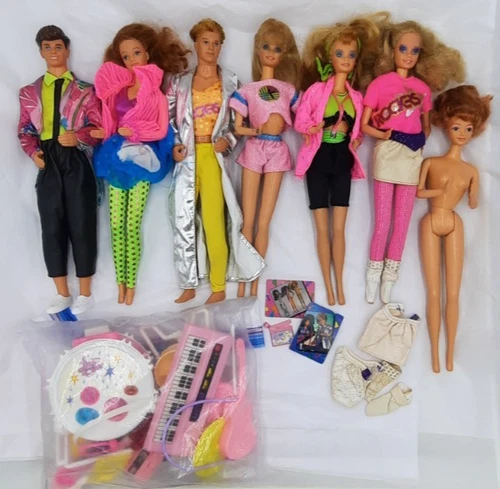 Barbie & The Rockers Dolls w/Other Accessory Parts Mixed Lot Vintage 1980s