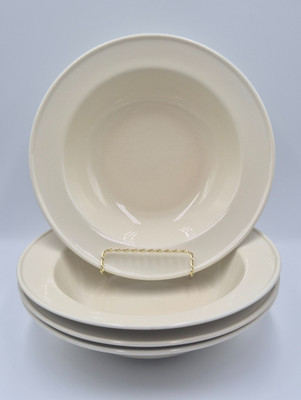  4 piece Crate & Barrel MARGO 9.5  Large Wide Rim Soup Pasta Bowl Cream B Eigen