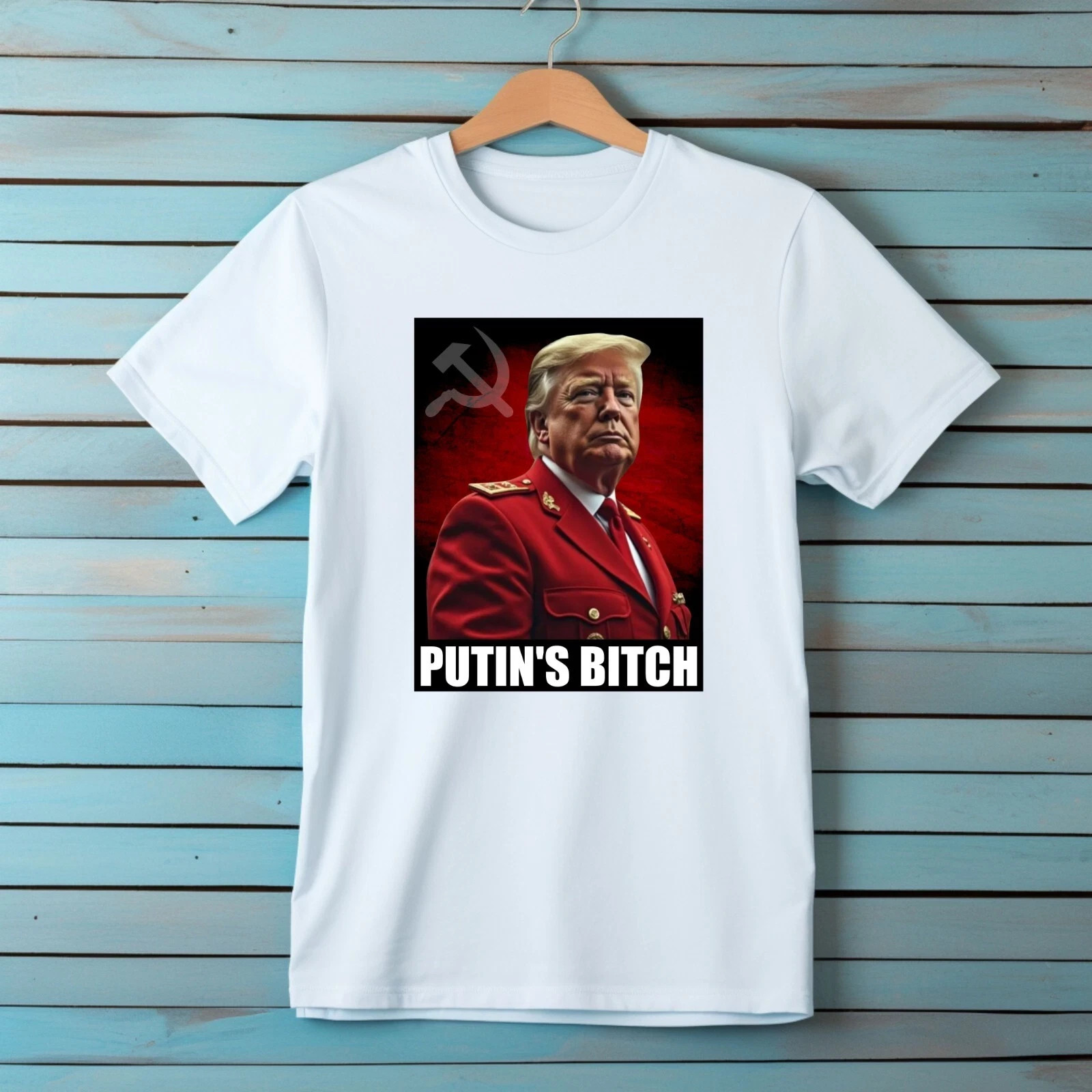 Putin's Bit*h Trump T-Shirt Anti Russian Asset Political Men's Crew Neck Tee Top
