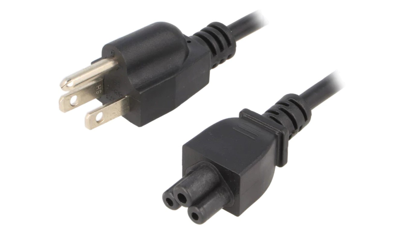 IEC Cable C5 Female NEMA 5-15(B) PVC Male KAB-USA-M3-1.8-BK