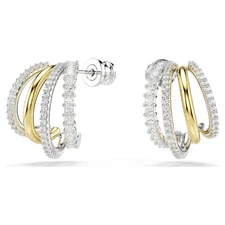Swarovski Hyperbola Hoop Earrings, Mixed Cuts, Mini, White, Mixed Metal Finish