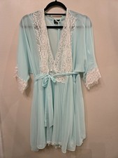 cinema etoile Vintage Babydoll Gown Peignor Set Robe Lingerie Chiffon Sz Xl Lace