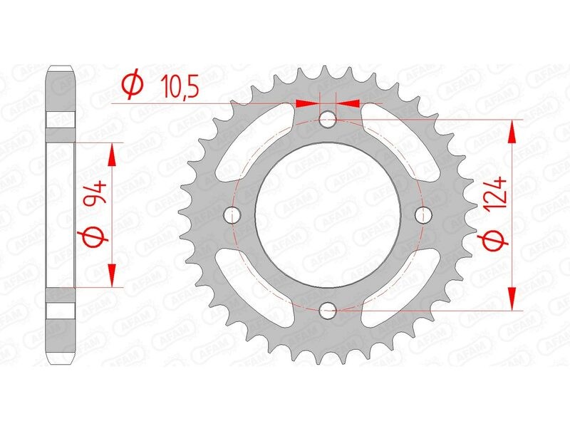 Couronne AFAM acier pas 530 pièce kit chaîne moto standard