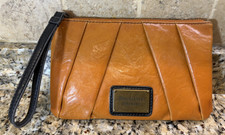 Vera Wang Faux Leather Wristlet Clutch Bag Brown