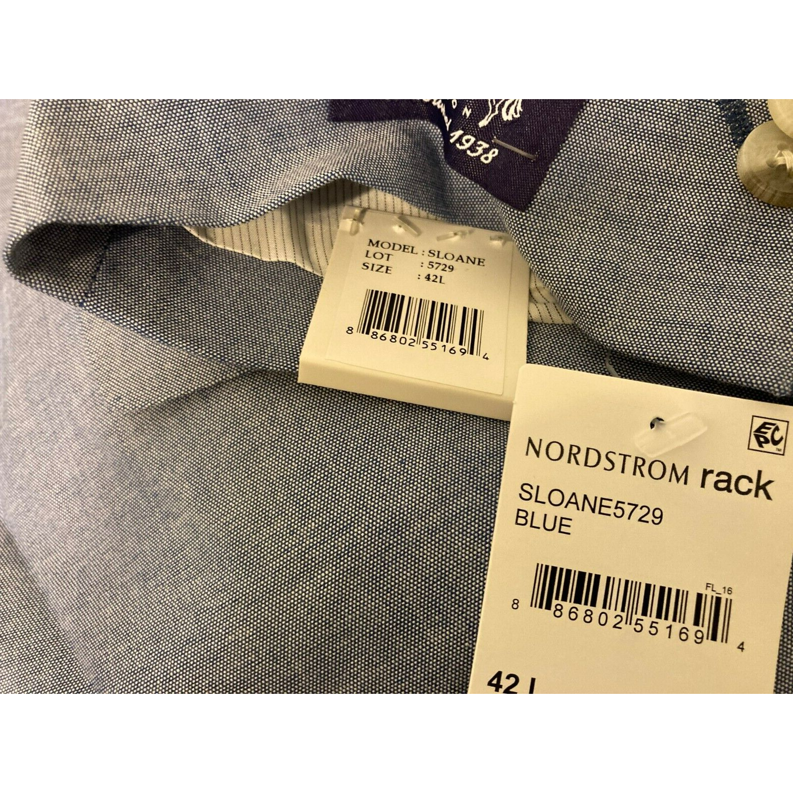 FILA Blazer giacca tuta slim THE SAVILE ROW Sloane Chambray cotone Brit 42L blu nuovo con etichette