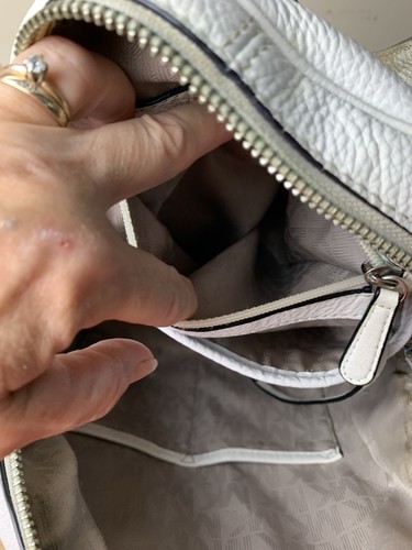 Michael Kors Rhea Medium Color-Block Leather Backpack White/Black W/Dust Bag - Picture 11 of 21