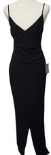 NEW LULUS Black Maxi Formal Dress Gown Size Small Fitted Plunge Minimalist NWT