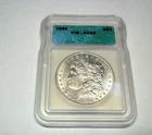 1896 $1 MORGAN SILVER DOLLAR COIN ICG AU58 NICE DETAIL IN PERMANENT CASE
