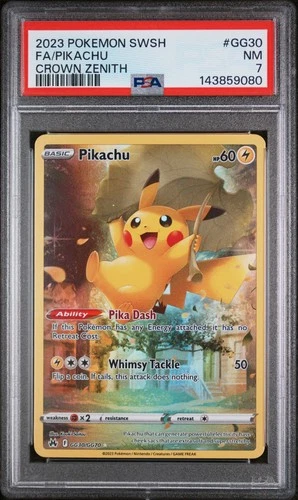 2023 POKEMON SWORD & SHIELD CROWN ZENITH #GG30 FULL ART/PIKACHU PSA 7