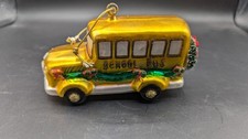 Large Hand Blown Glass-- School Bus-- Christmas Ornament
