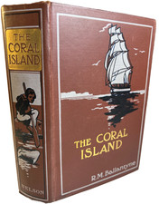 Antique Ornate Victorian Book Cloth Pictorial CORAL ISLAND Ballantyne Nelson