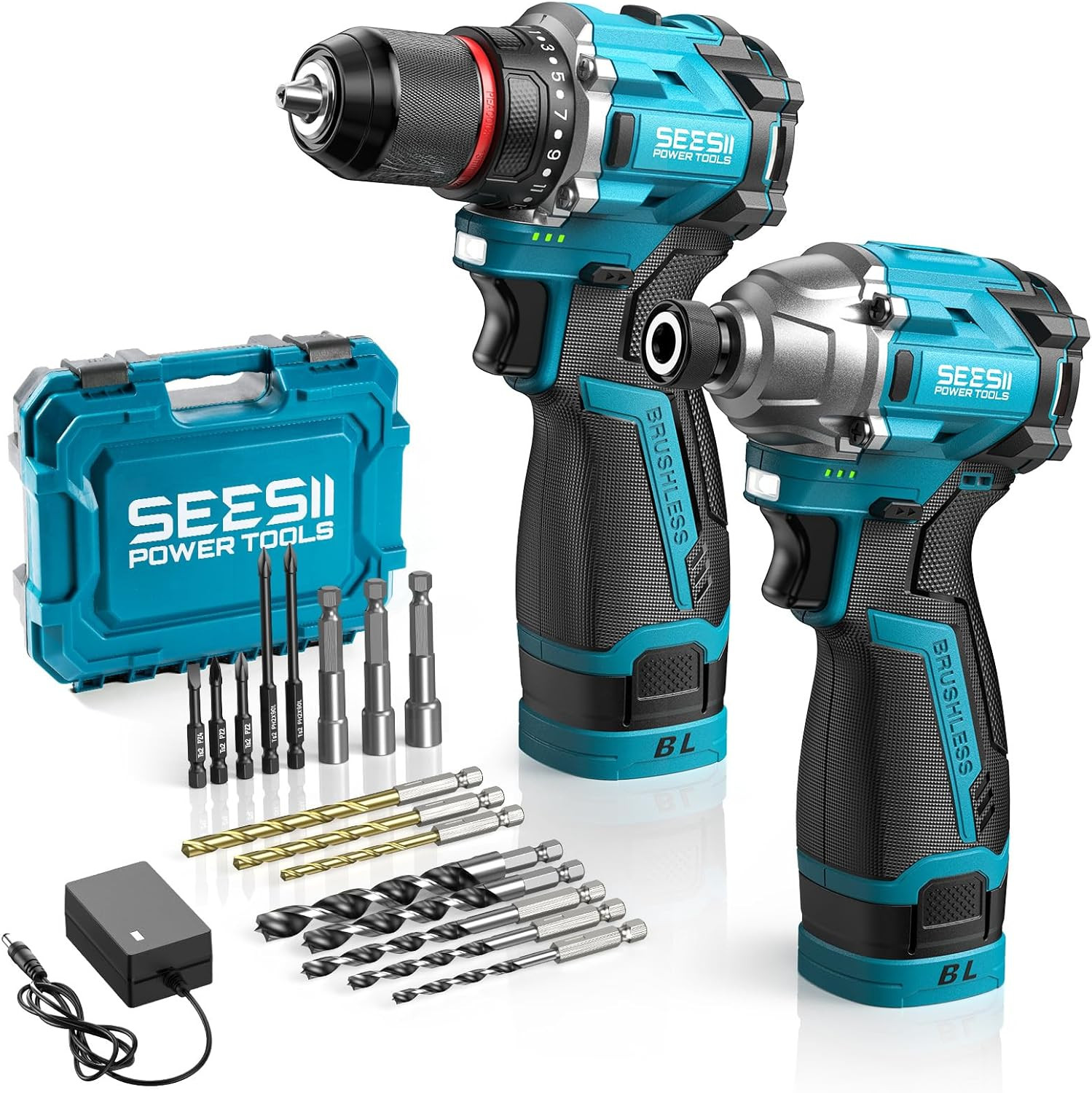 Impact Driver 16.8v Brushless Power Tool Combo Kits 2x 2.