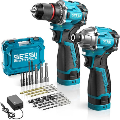 Cordless Drill Impact Driver 16.8V Brushless Power Tool Combo Kits 2X 2.