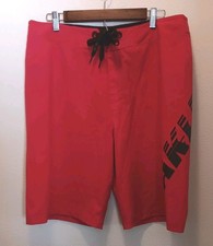 Oakley Mens Board Shorts Size 36 Red Black Graphic Logo Swim Trunks Performance