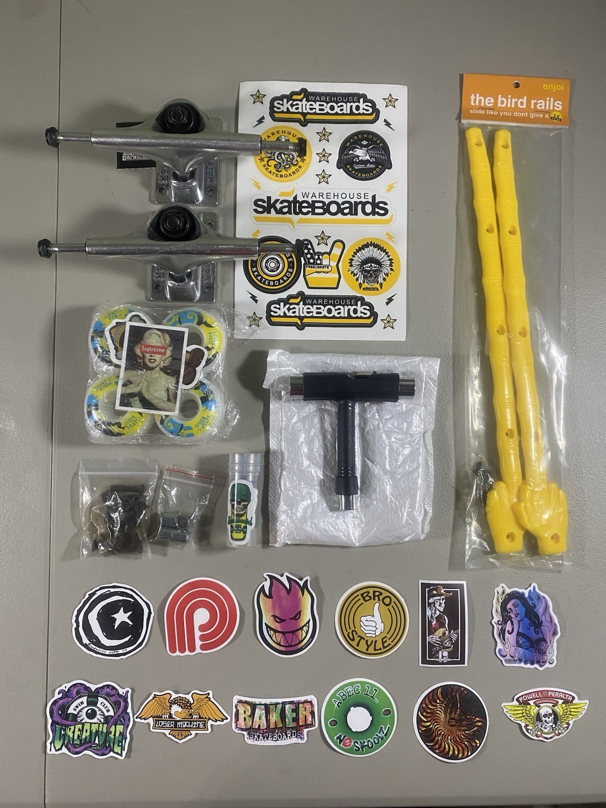 Parts Lot Trucks Rails Wheels Bearings Stickers Enjoi Darkst