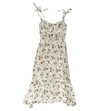 Reformation Women’s Nikita Tie Strap Noemi Floral Ivory Slip Midi Dress Size 10