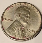 1943 S Lincoln Wheat Penny, War time steel penny, Very good condition