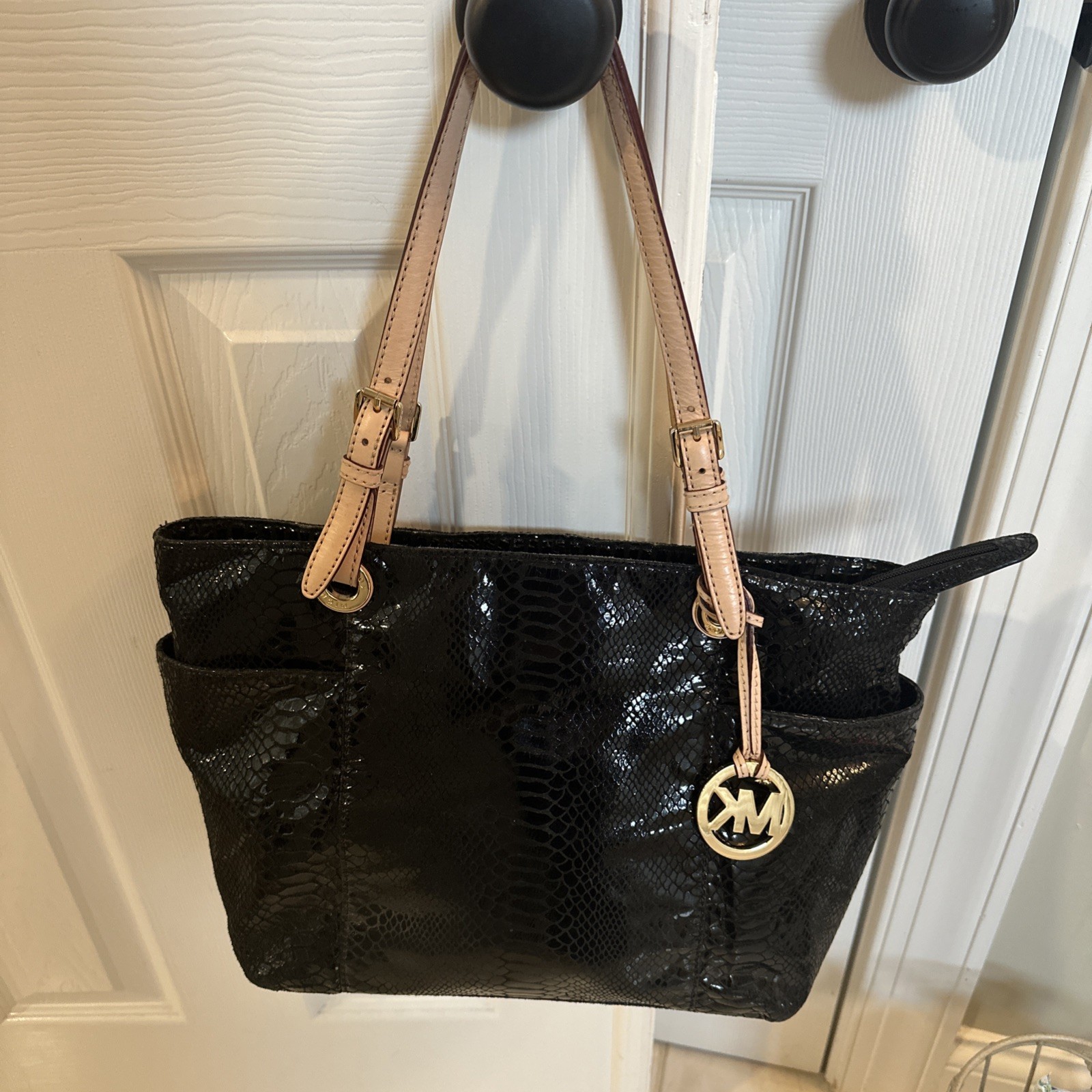 Michael Kors Black Snakeskin Python Embossed Leat… - image 4