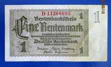 Germany 1 Rentenmark 1937. Banknote, G1