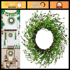 St. Patrick's Day Wreath 20" - Green Berry Shamrock Clover Decor for Door, Indoo