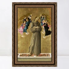 Framed Canvas Art Print Saint Francis of Assisi with Angels by Sandro Botticelli