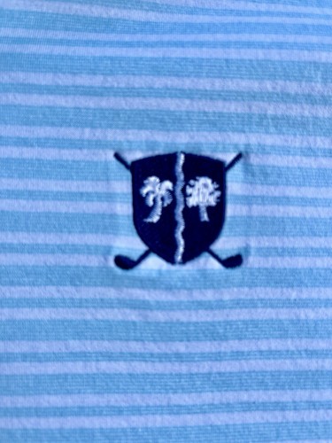 Peter Millar Golf Polo- Soft Cotton- Mens L- Baby Blue White Stripe- Timiquana - Picture 4 of 8