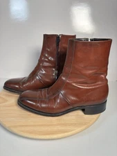 Florsheim Imperial Side Zipper Boots Size 8D # 93163 Tan Leather Ankle 9”