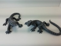 2X Eidechse Echse Polyrisin Deko Garten 13 Cm Grau Gecko Leguan