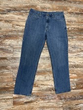 Mens Carhartt Relaxed Fit Straight Leg Blue Jeans Size 36x34 BD1483-M
