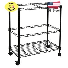 Portable 2-Tier Metal Rolling File Cart, Black, 12.4 in L x 24 in W x 28 in H