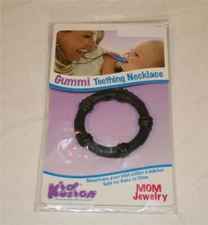 KidKusion Baby Gummi Teething Necklace for Mom Jewelry Black Circle Round NEW