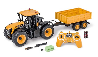 Carson 500907654 JCB Fastrac Traktor 1:16 Landwirtschaft 500907661 Anhänger Set
