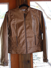 Etam~polyurethane Dark Bronze Metallic Jacket~size 10~zip-up~front Pockets~n/w/t